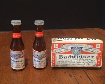 Vintage Mini Budweiser Bottle Salt and Pepper Shakers