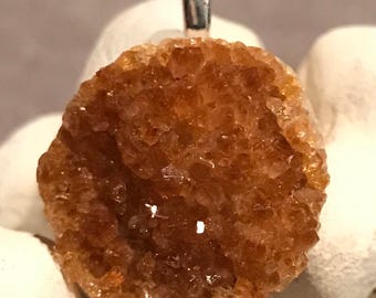Golden Sun ~ Citrine Crystal Druzy Pendant