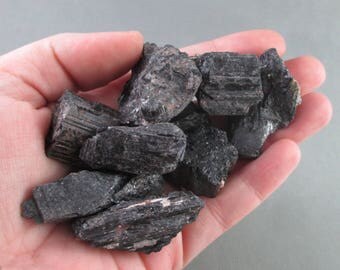 3 Black Tourmaline Crystals - Raw Crystals, Healing Crystals and Stones, Schorl, Protection Amulet, Rocks & Minerals, Chakra Clearing (T105)