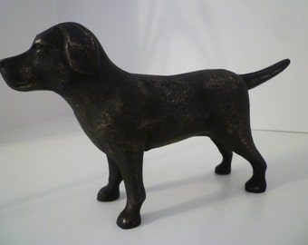 DOOR STOP. Iron Door Stop, Vintage Style Iron Doorstop. Black Labrador Distressed Vintage Style Iron Doorstop. Iron Dog Doorstop/Bookends