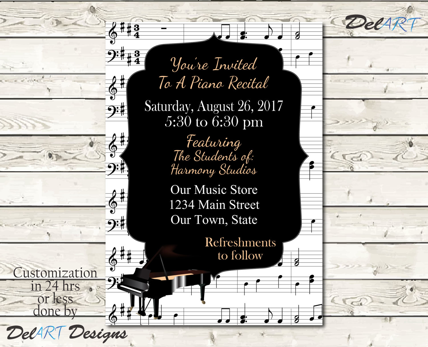 Piano Recital Orchestra Concert Invite Music Recital