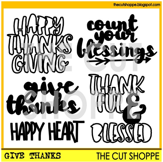 The Give Thanks cut file set includes 5 phrases, that can be used for your scrapbooking and papercrafting projects.