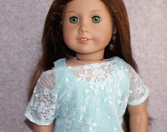 Mint or Rainbow Lace Off the Shoulder Top fits American Girl Doll