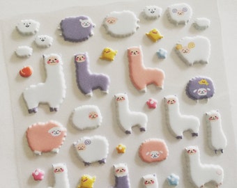 Alpaca Sheep Puffy Stickers, Animal Deco Stickers, Scrapbook Stickers, Planner Stickers, Craft Stickers, Sheep Lover Gift