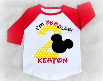 I'm Twodles Raglan shirt - second birthday shirt - red raglan shirt - I'm twoodles - 2nd birthday shirt - mickey mouse second birthday shirt