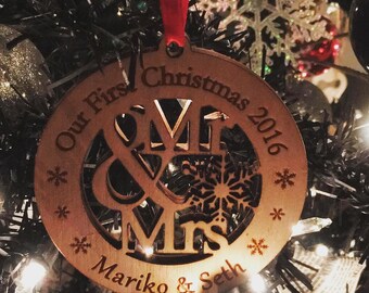 Our first Christmas ornament, Personalized, Our first Christmas, Wedding ornament, Newlywed ornament-ornament, Mr and Mrs ornament, Holiday