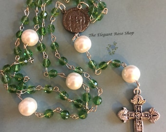 Beautiful Handmade Rosary in Green