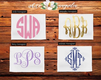 Custom Vinyl Monogram Sticker Decal for Yeti, Tumbler, iPhone case, Lily Pulitzer Planner, or Swell