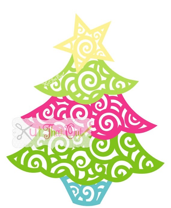 Download EXCLUSIVE Swirl Scroll Christmas Tree SVG and DXF File