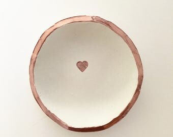 Ring Dish, Clay Ring Dish, Rose Gold Ring Dish, Wedding Gift, Anniversary Gift, Gift For Her, Personalized Dish, Bridal Shower Gift, Rose Go