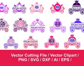 Princess Carriage SVG, Cinderella Carriage svg, Princess Monogram Frame svg, Princess Carriage Frame SVG, Carriage svg,Carriage Digital