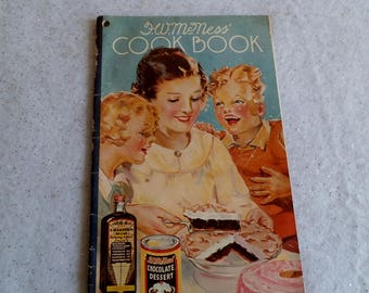 Vintage 1935 McNess Cook Book with Great Color Illustrations Advertising Local Dealer in Wallingford Vermont Freeport Illinois ~ 8328