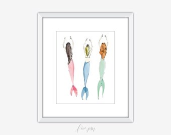 Mermaid watercolor | Etsy