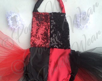 Harley Quinn outfit, harley quinn costume, baby harley quinn, sparkle outfit, baby harley quinn outfit, kids harley quinn outfit,