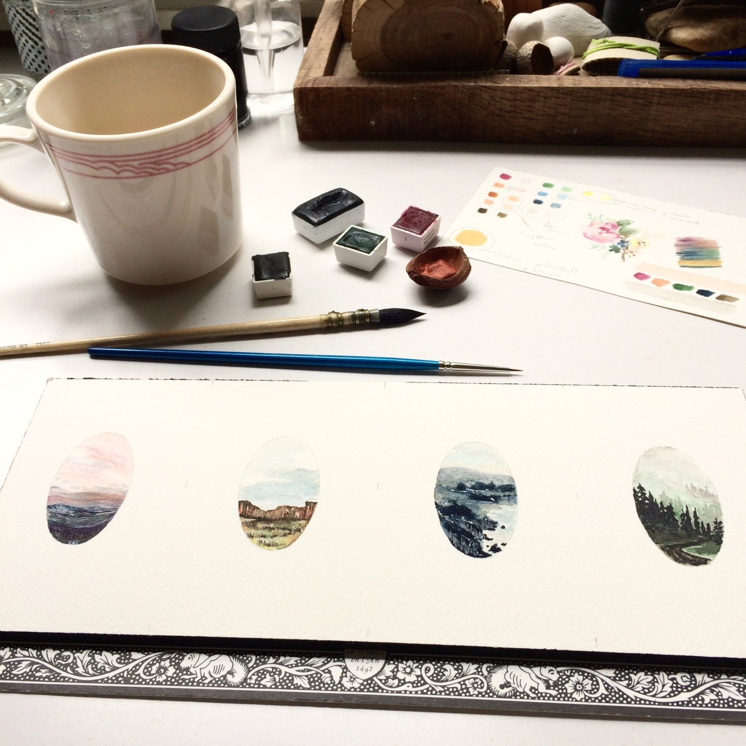 Four tiny landscapes in a row
