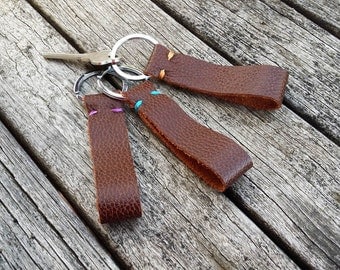 Leather Key Ring - Leather Key Fob - Brown Leather Key Ring - Gift for Boyfriend - Gift for Her - Leather Key Strap - Simple Key Chain