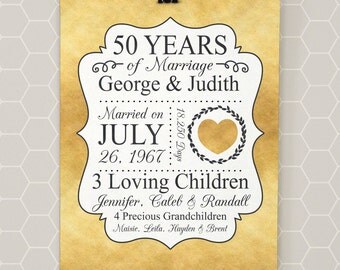 50th Anniversary Gift, Golden Anniversary, 50 Years and Counting, Gold Anniversary, 1967, Parents Anniversary, Grandparents - LPM21
