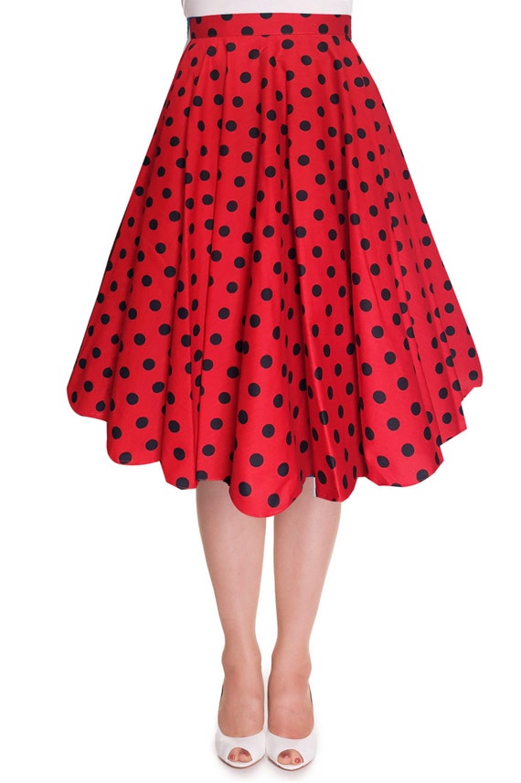 Full Circle Skirt Red Polka Dot Skirt Red Skirt Swing Skirt