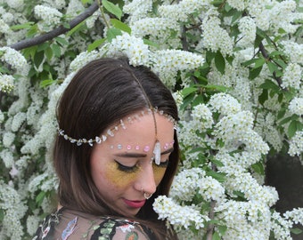 Crystal Head Chain, Festival Hairpiece, Crystal Hairband