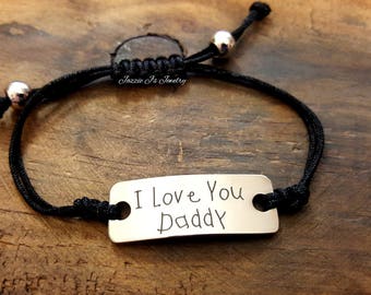 Handwritten Adjustable Bracelet, Handwriting Jewelry, Engraved Jewelry, Father's Day, Signature Jewelry, Actual Writing, Mothers Day