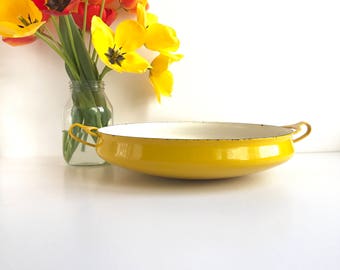 Vintage Dansk Kobenstyle Large 13" Yellow Paella Pan Made in France