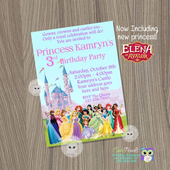 Disney Princess Invitation Princess Birthday Invitation
