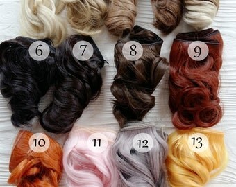 15 cm( 6 inches). Hair for dolls. Wavy hair. Tress. Synthetical hair. Weft. Hair for doll wigs. Art dolls. Synthetic doll hair