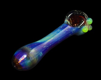 Space Galaxy Amber Glass Pipe, Heady Hand Blown with Slyme