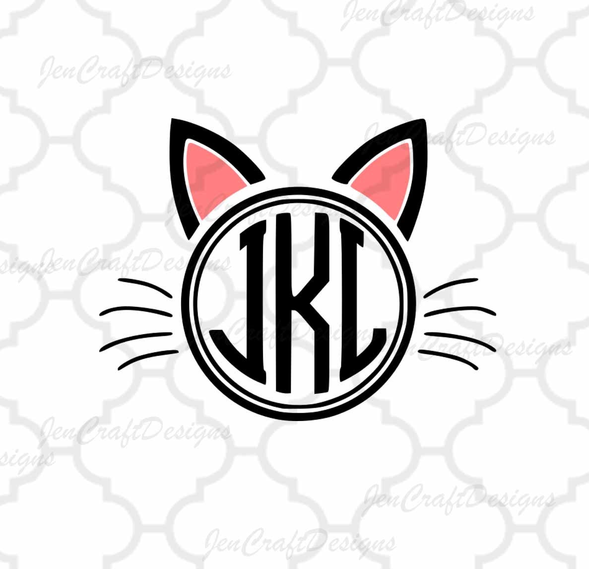 Cat Ears SVG Monogram Frame SVG EPS Dxf Png cut Files 