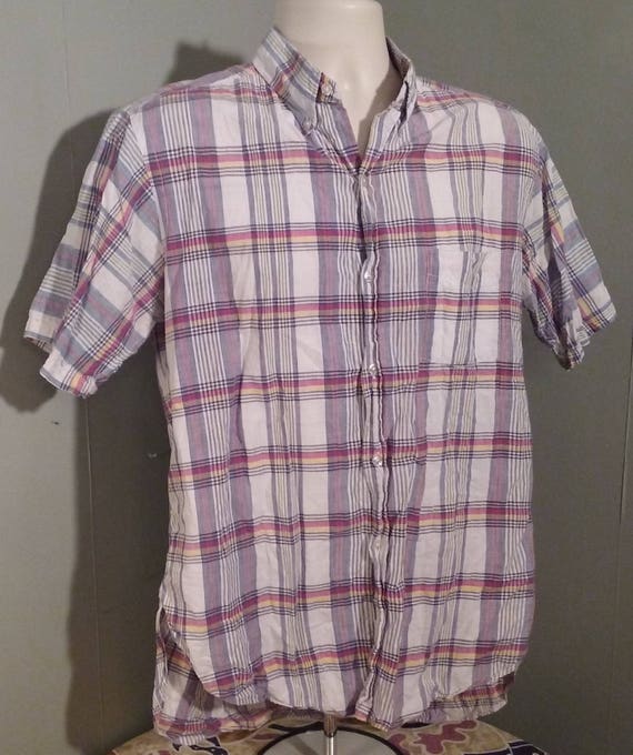 Vintage BLEEDING MADRAS Shirt Guaranteed to Fade 100 Cotton