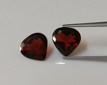 9mm hearts,red garnet pair ,tcw-4.7ct