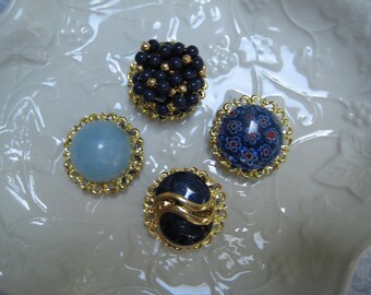 Vintage Magnet Set, Vintage Jewelry, Set of 4, Upcycled Vintage, Jewelry Magnets, Fridge Magnets, Costume Jewelry Magnets, Fridge Bling /8