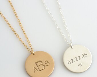 Monogram Disc Necklace, Personalized Monogram Disc Necklace,Custom Initial Disc Necklace,Delicate Charm Necklace,Gold Monogram Necklace,N264