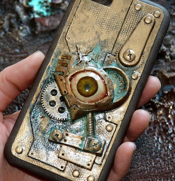 Steampunk phone case - iPhone 7 case iPhone 6 case - Steampunk - Zombie Horror phone case - Eye - Mutations - Steampunk gift - 3D phone case by FamilySkinersStyle steampunk buy now online