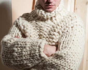 Chunky knit sweater dress. Chunky knitting turtleneck. Her