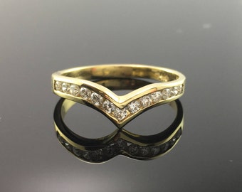 1/4CT Diamond Wedding Ring 14K Yellow Gold Channel Set Size