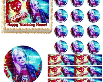 Harley Quinn Edible Cake Topper Image, Harley Quinn Cupcakes, Harley Quinn Party Supplies, Harley Quinn Cake, Edible Cake, Edible Image
