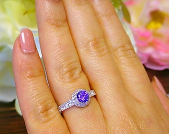 Purple diamond engagement ring | Etsy