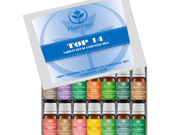 Top 14 Essential Oil Set Kit Variety 100% Pure Therapeutic Grade 10 ml.