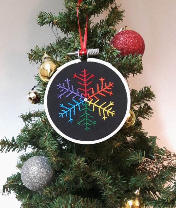 embroidered christmas ornament lgbt pride rainbow snowflake embroidered christmas ornament lgbt pride rainbow snowflake