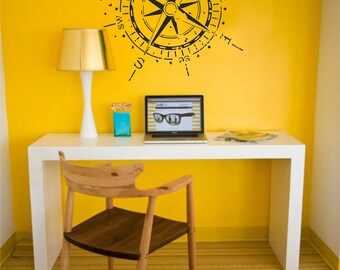 Nautical Rose Compass Wall Decal Vinyl Sticker Marine Navigate Ship Ocean, High Quality Decal Decor for Living Rooms, Bedrooms, Office Walls