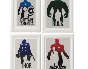 BOGO FREE! set of 4 Avengers cross stitch pattern/avengers cross chart/avengers xstitch/marvel cross stitch/superhero cross stitch/#03-001