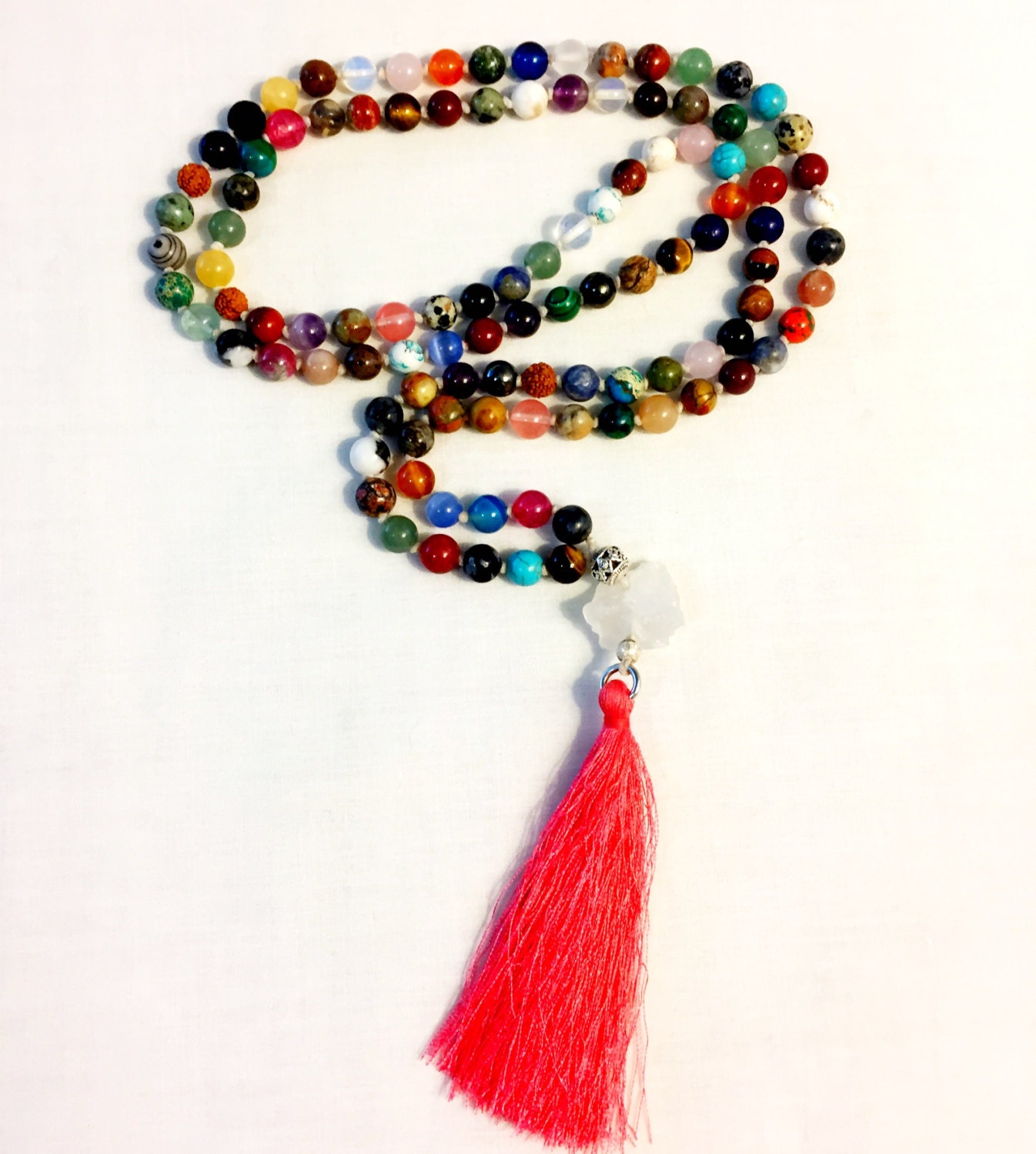 108 Bead Knotted Mala Seven Chakra Mala with Raw by WildSpiritGems