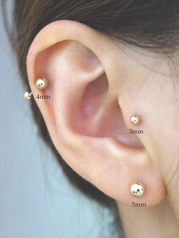 14K solid gold ball piercing/ Piercing/Earring/Ball