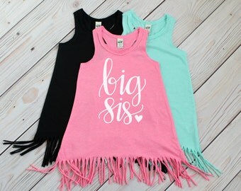 Big Sister Dress - Future Big Sis - Beach Fringe Dress - Swimsuit Coverup - Baby Fringe Dress - Toddler Fringe Dress - Big Sister Gift