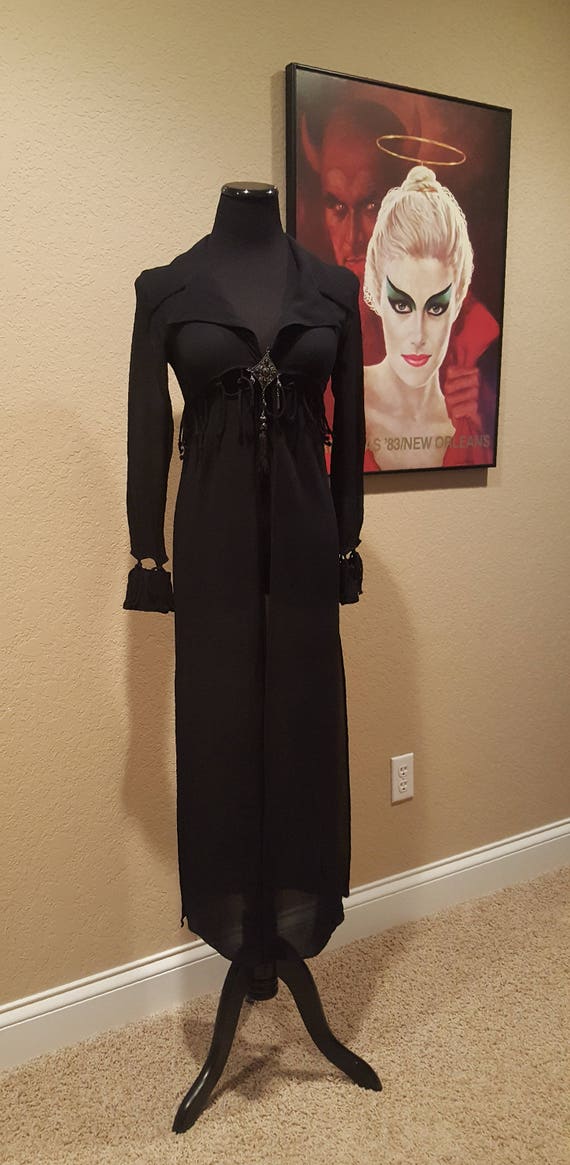 Vintage Annie Reva Long Sheer Black Jacket Riding Coat Size Small ~~ Boho, Retro, Steampunk, Goth, Burlesque, Gypsy, Stevie Nicks, Prince by Retrowench steampunk buy now online