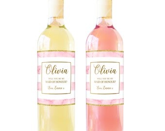 Will you be my Maid of Honor Gift, Unique Gift for Maid of Honor Proposal Gift, Asking Maid of Honor Personalized Wine Bottle Label, BM002