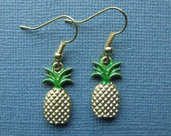 Pineapple Earrings - Dangle Earrings - Fruit Earrings - Pineapple Jewelry - Fruit Jewelry -- E109