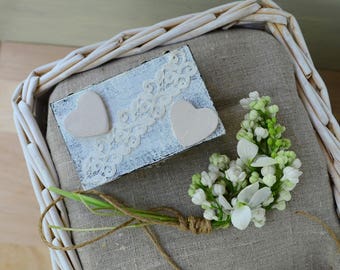 Rustic wedding ring box, engagement proposal ring box, ring holder bearer box, personalised box, heart lace wood jewelry box, wedding gift