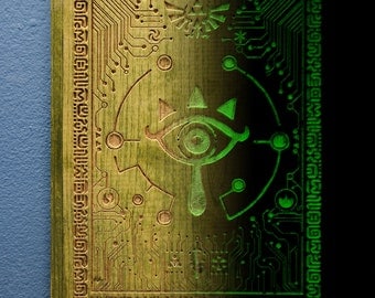 Legend of Zelda Breath of the wild Inspired Glow in the dark Sheikah Eye engraved wood plaque